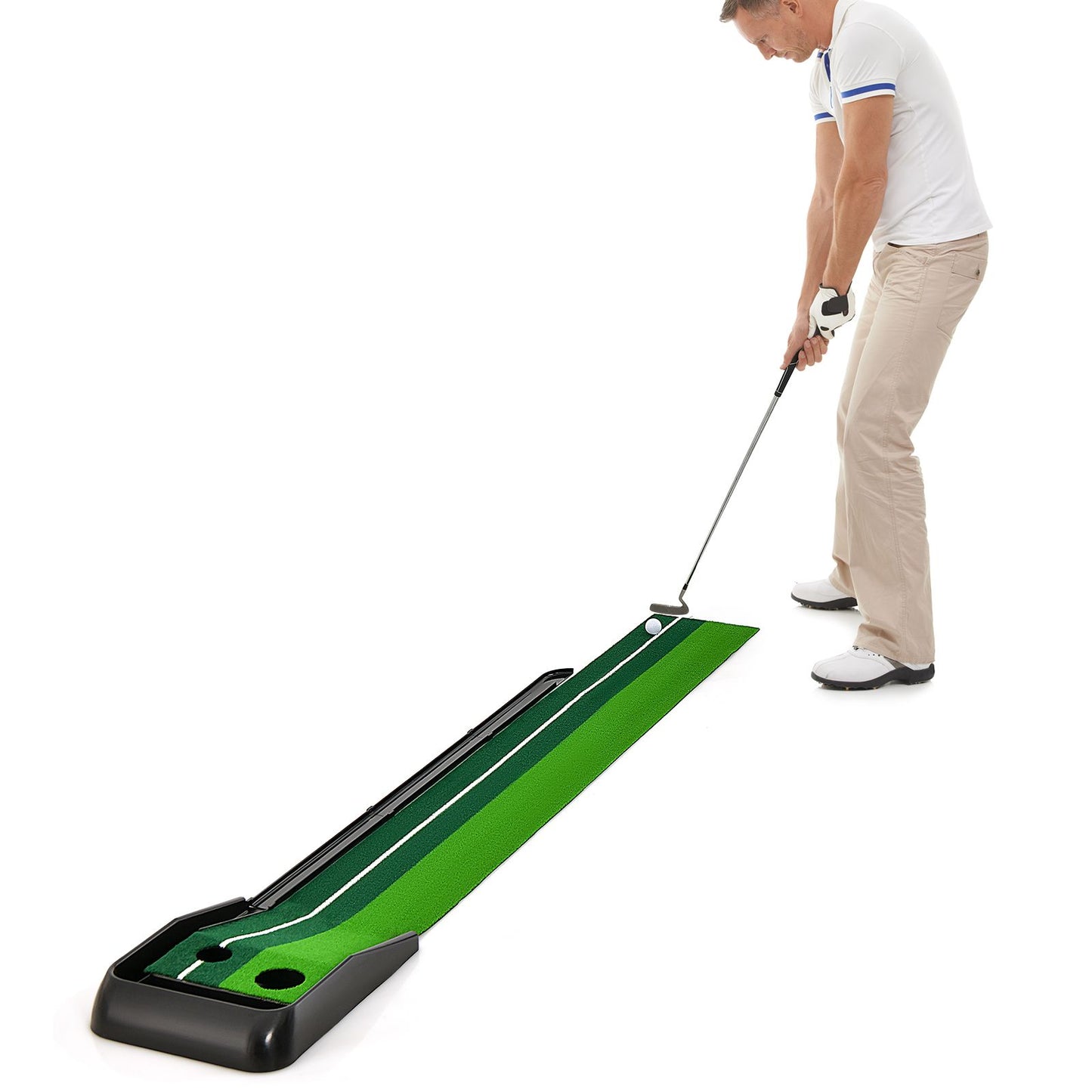 250 CM Putting Premium Golf Practice Turf with Auto Ball Return Track