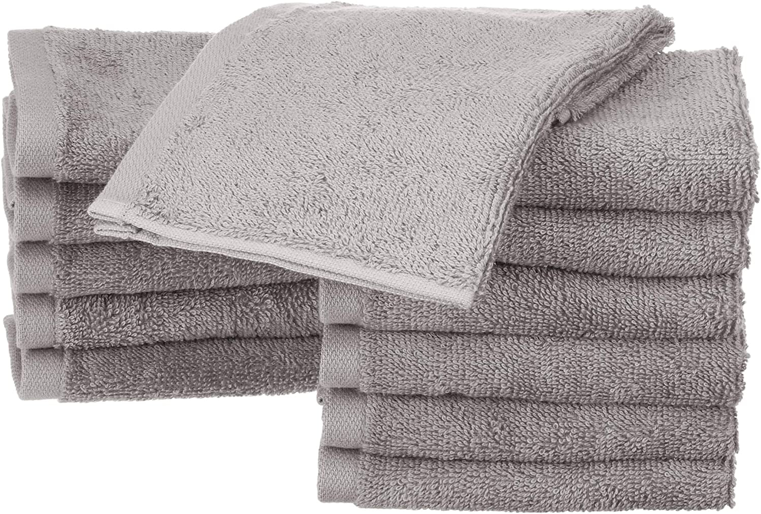 Face Towels for Bathroom, 100% Cotton Extra Absorbent Washcloth, Fast Drying - Salon Towel - 12-Pack, Grey (30 X 30 Cm)