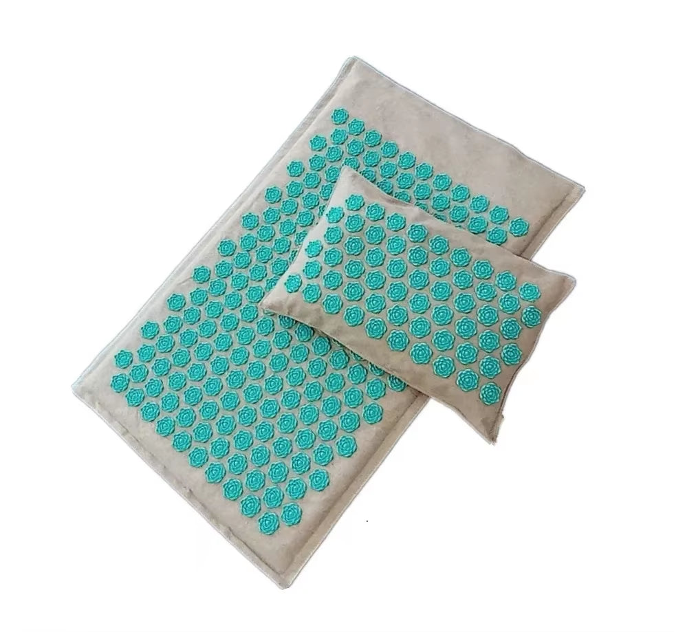 74*44Cm Nature Linen Coconut Palm Massage Yoga Mat with Bag Lotus Spike Acupressure Mat Cushion Massage Accupuncture Pad