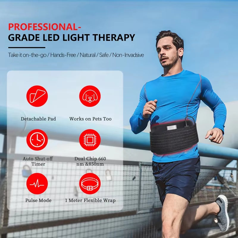 Infrared Light LED Healthcare Belt Waist Red Light Heating Massage Belt Pad Lumbar Back Waist Massager for Muscle Body Relief