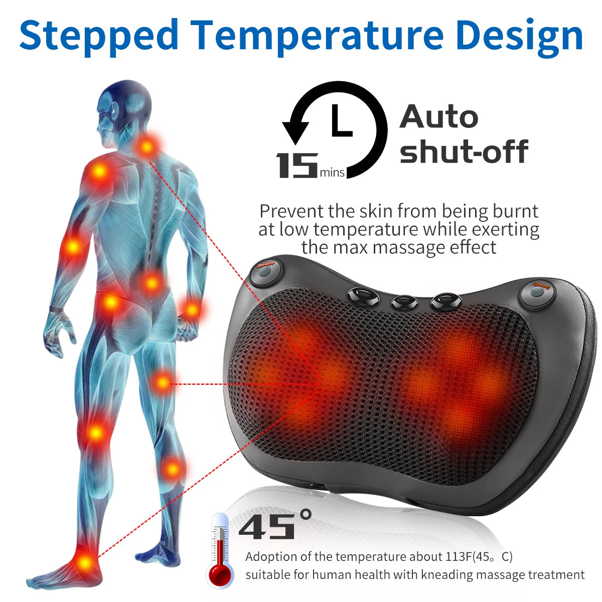 Relaxation Massage Pillow Vibrator Electric Neck Shoulder Back Heating Kneading Infrared Therapy Head Massage Pillow