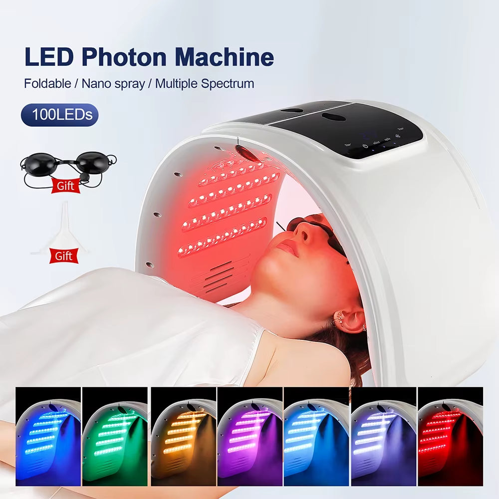 7 Colors LED Photon Machine with Nano Spray Skin Moisturizing Face&Body Mask Salon SPA Home Use Skin Rejuvenation Acne Skin Care